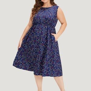 BloomChic Polka Dot Sleeveless Dress - Blue NEW 14/16 1X